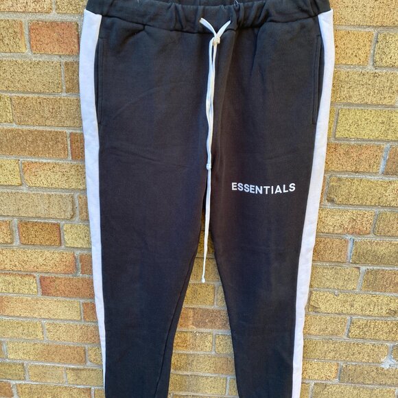 Essentials Fear of God Side Stripe Sweatpants Joggers Small Black - Picture 7 of 8